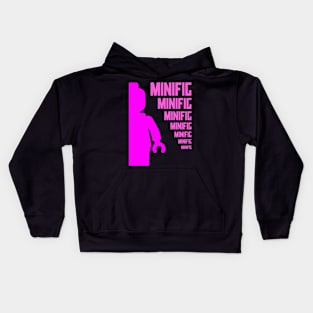 Dark Pink Minifig with MINIFIG text, Customize My Minifig Kids Hoodie